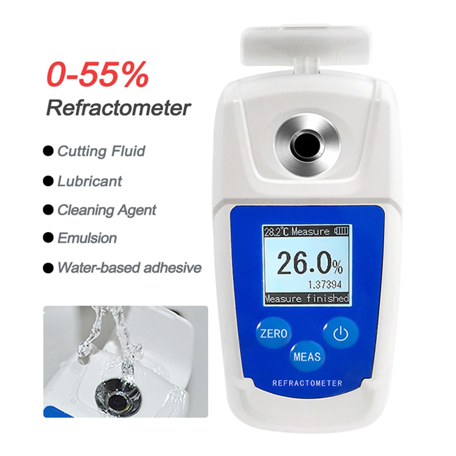 0–55% digitales Refraktometer, Schneidflüssigkeitskonzentrationsmesser, Densitometer for Emulsion, Abschreckflüssigkeit, Kühlmittel, Reinigungsmittel