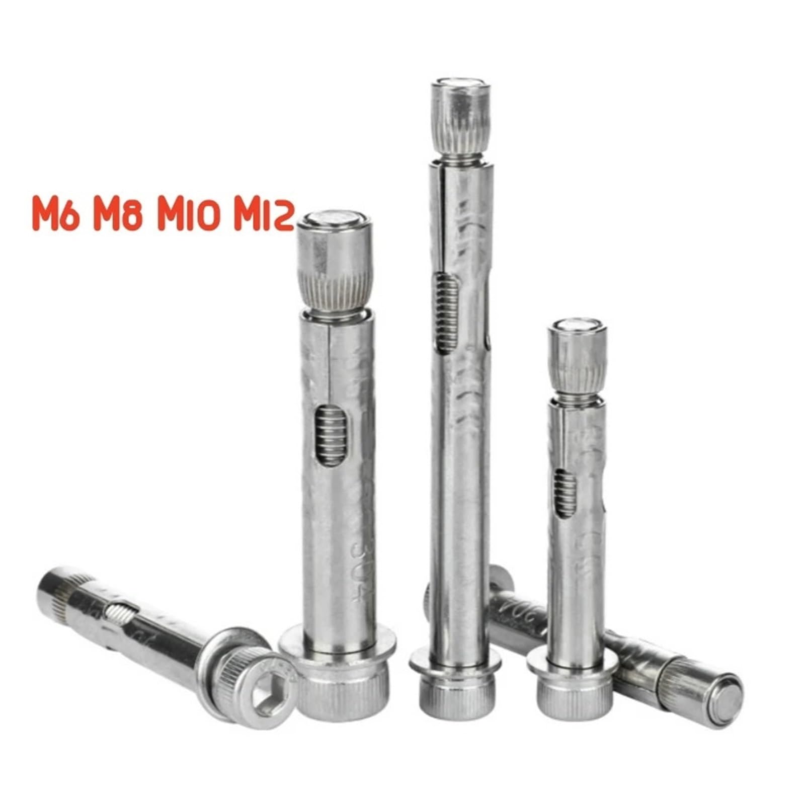 pernos de anclaje, Tornillos de expansión hexagonales con perno interno integrado acero inoxidable 304 A2, M6, M8, M10, M12, 1-3 unidades(M6x70mm 3pcs)