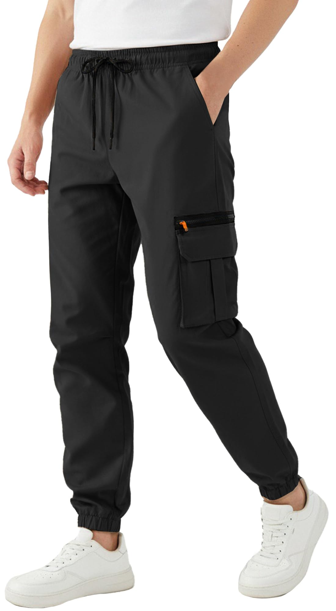 AIEOE Herren Cargohose mit Bündchen Arbeitshose Chino Cargo Jogginghose mit Taschen Kordelzug S-XXL