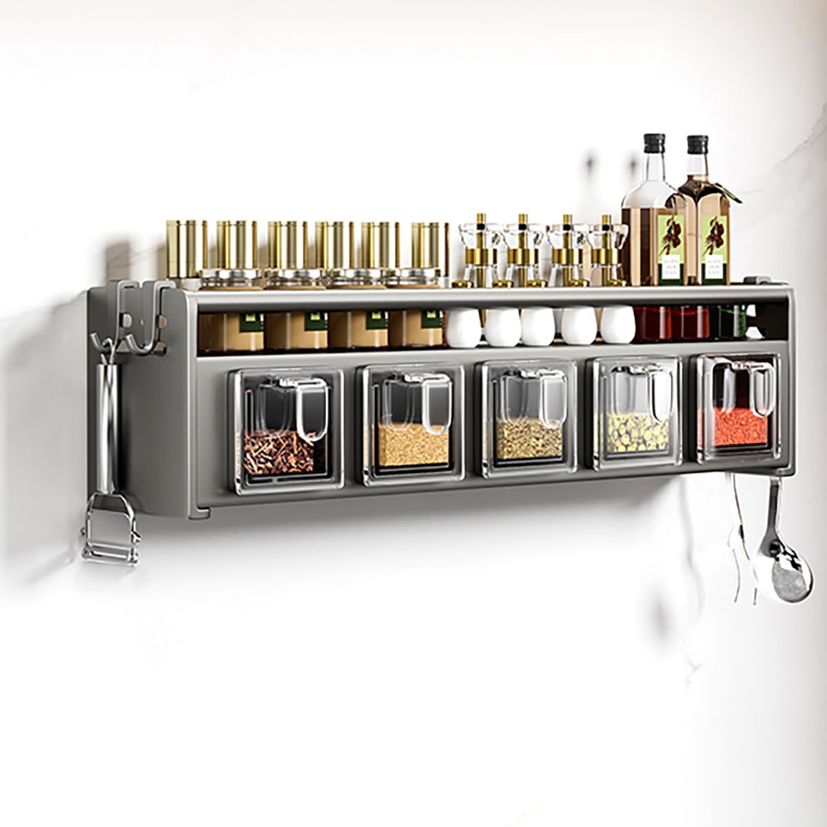 MYUYEE Multifunctional Kitchen Utensil Hanging Spice Rack, Wall Storage Kitchenware Rack, Over Stove Spice Organizer Shelf, For Kitchen,39Cm(49Cm)