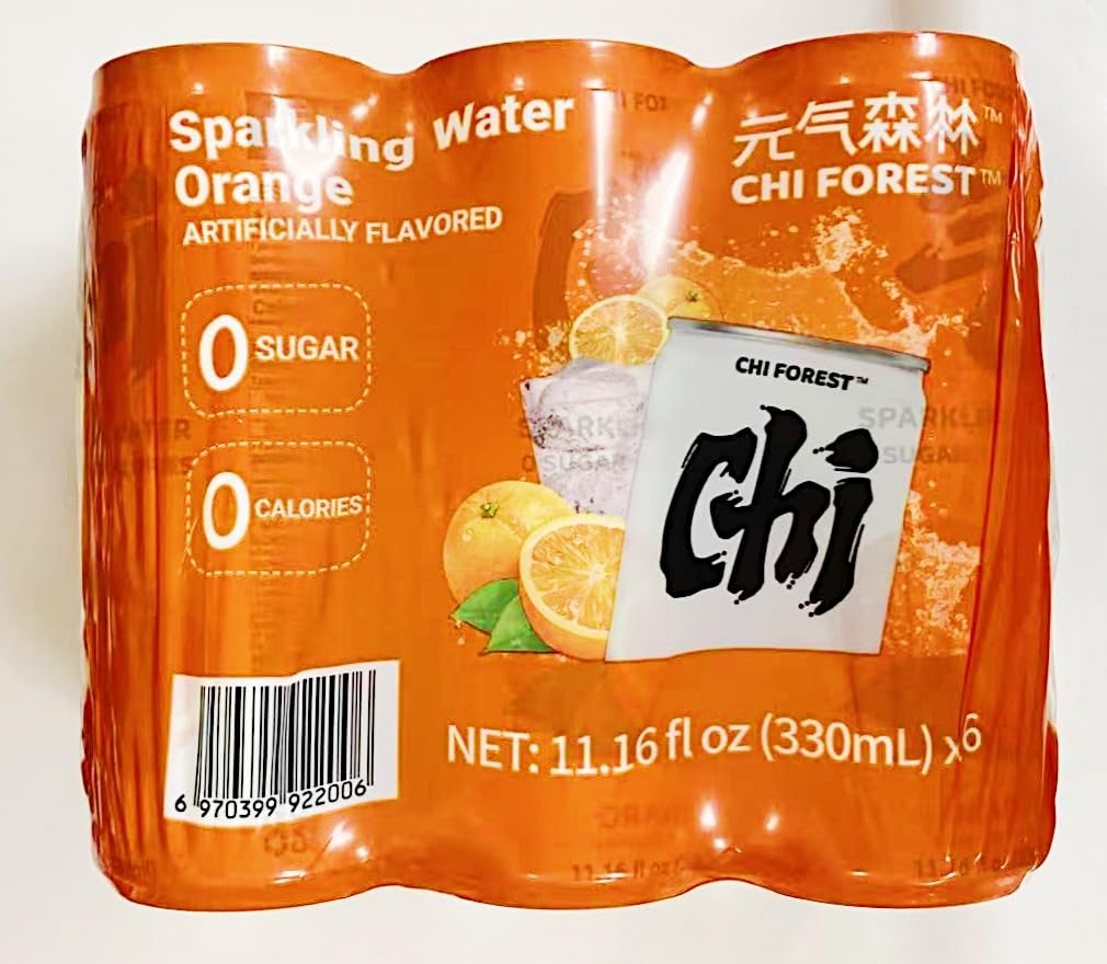 Sparkling Water Zero Sugar, Orange Artificially Flavored,11.16 fl oz,(330mlX6Cans)