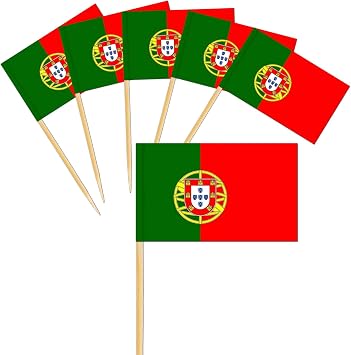 100pcs Portugal Toothpick Flags Cocktail Flag,Small Portuguese Flag Cupcake Cake Toppers Mini Portugal Flags On Sticks for Cake Decorations Sandwich Food Fifa World Cup 2026 Pub Royal Event Decoration
