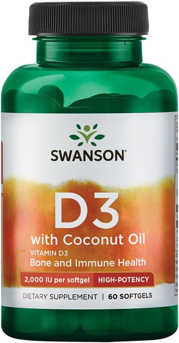 Swanson Vitamina D-3 con Aceite de Coco 60 Cápsulas