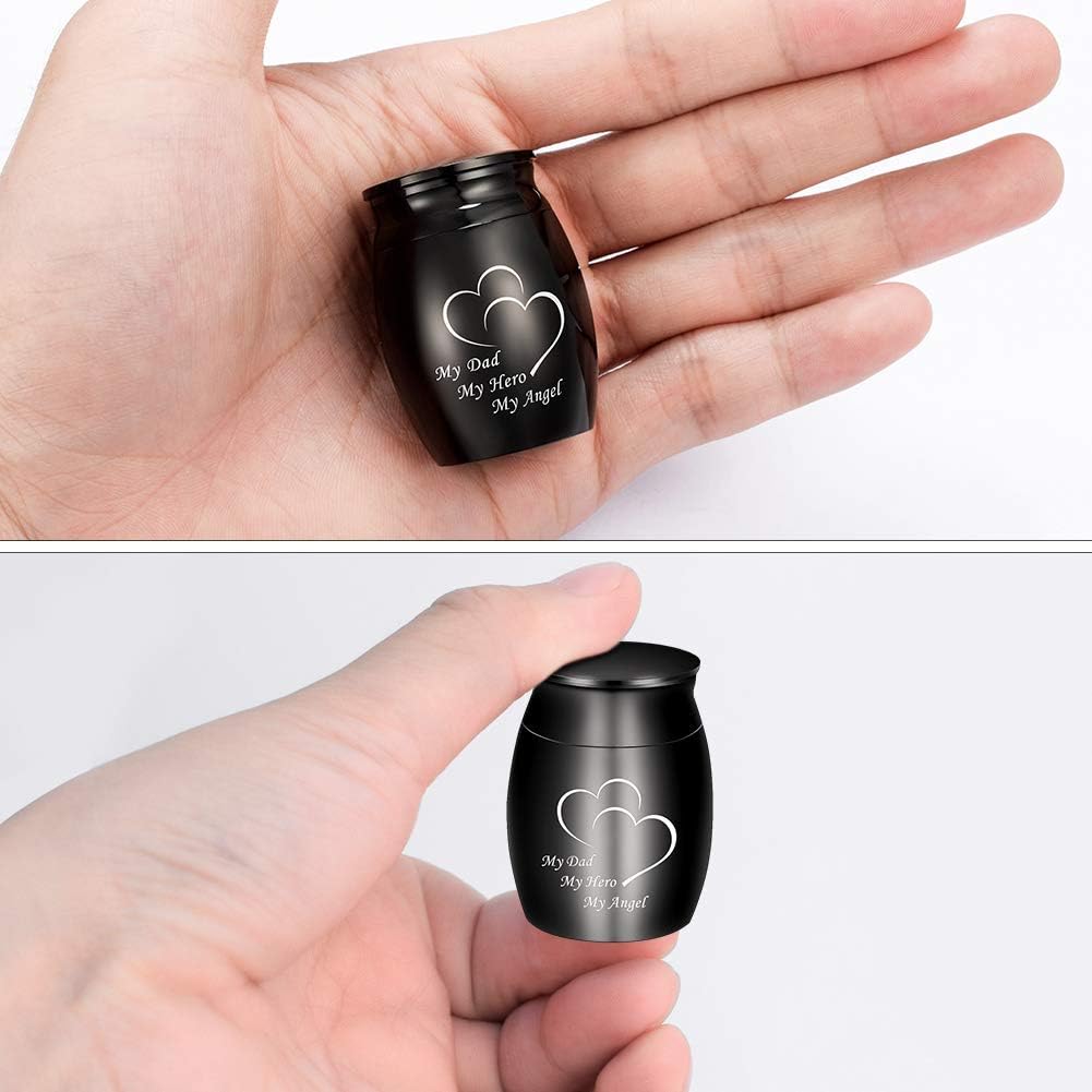 Mini Cremation Urns for Ashes Cremation Cross Necklace for Ashes Stainless Steel Cross Urn Pendant Ashes Holder Memorial Jewelry-in Loving Memory(Black)