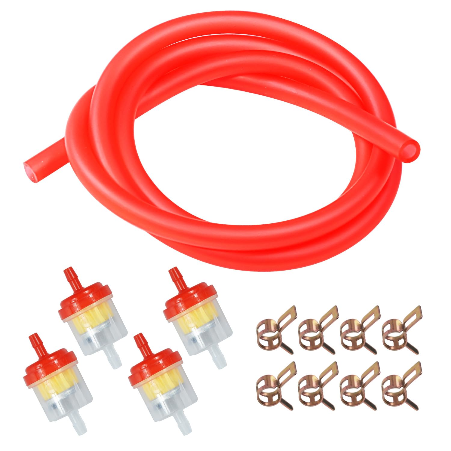 Dirt Bike Gas Fuel Line Hose Fuel Filter for 50cc 110cc 125cc TaoTao Coolster Apollo GY6 Motorcycle Pit Bike Motocross Pocket Bike Chinese Atv Four Wheeler Moped Scooter Quad Go Kart Parts Red