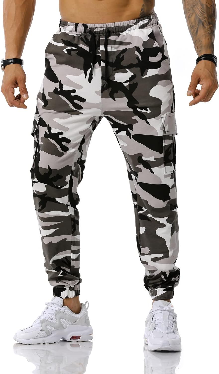 Colorful House Sandy Joggers for Men Casual Cargo Jogger Sweatpants Relaxed Fit Work Pants Stretch Waist Big and Tall