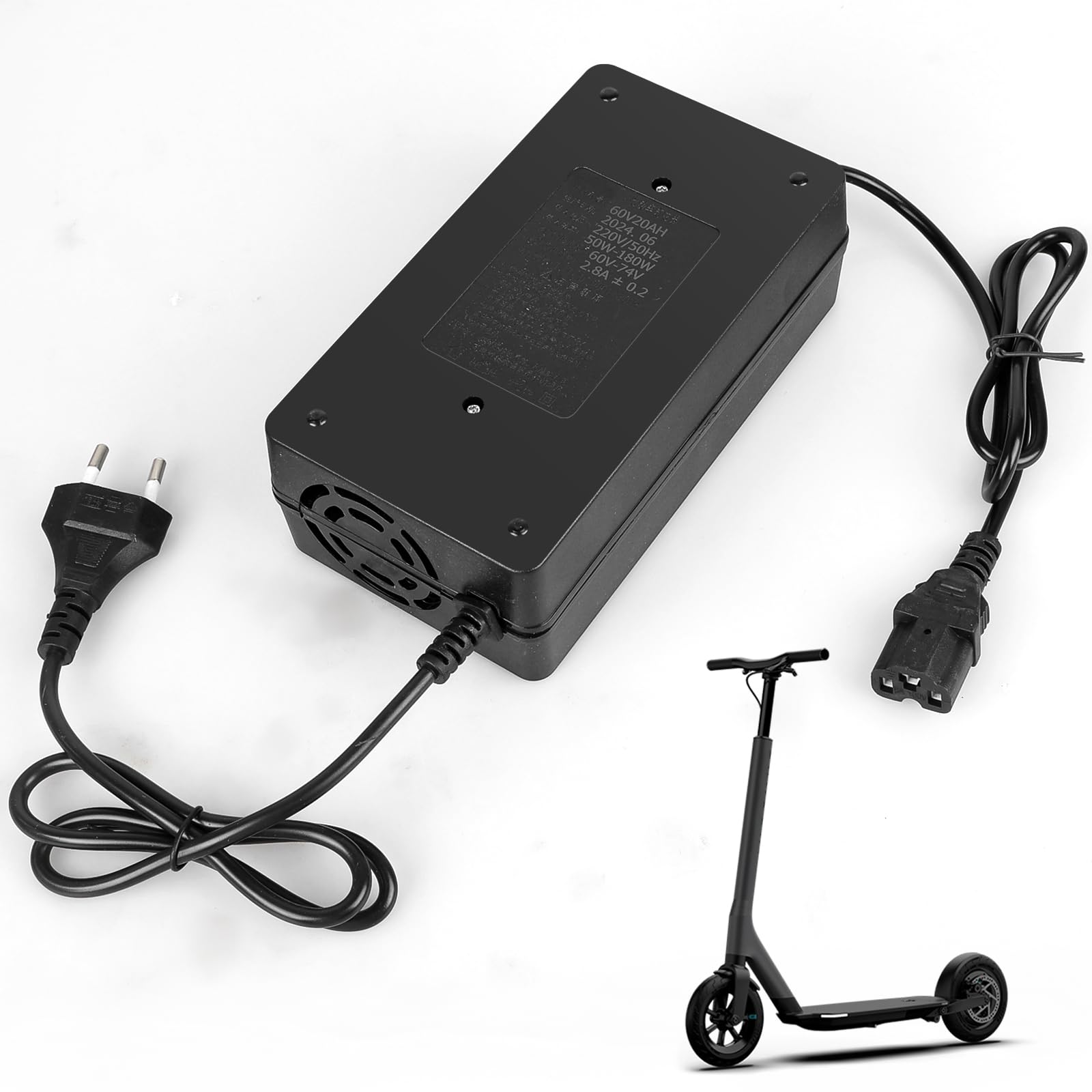 Ładowarka do akumulatorów 60 V, 20 Ah, do skuterów elektryczny, prądu ładowania 2,45 – 3 A, ładowarka do elektrycznych rowerów