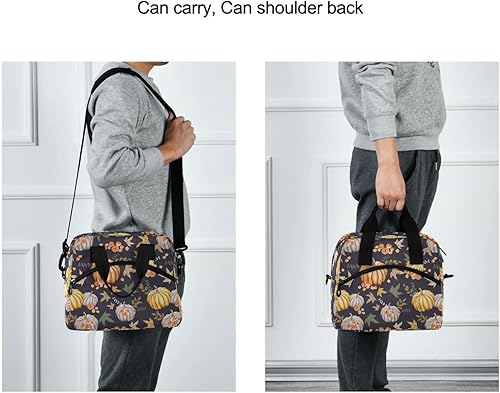 Miniatura 6 de Bolsa de almuerzo de Acción de Gracias con calabazas de otoño para mujeres y hombres, bolsa de almuerzo térmica aislada con correa de hombro