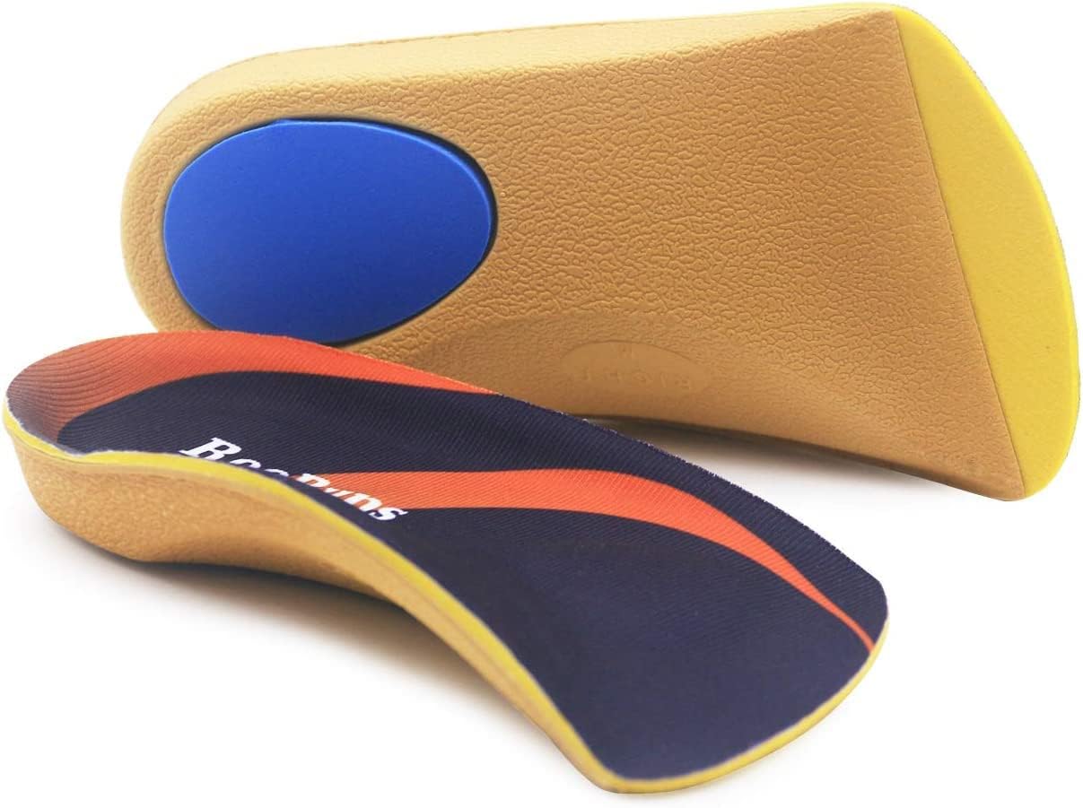 RooRuns Comfort Plantar Fasciitis Insoles for Men and Women, 3/4 Arch Support Insoles, Orthotic Inserts with Metatarsal Pads, Orthotic Shoe Insoles for Flat Feet, Heel Spurs, L