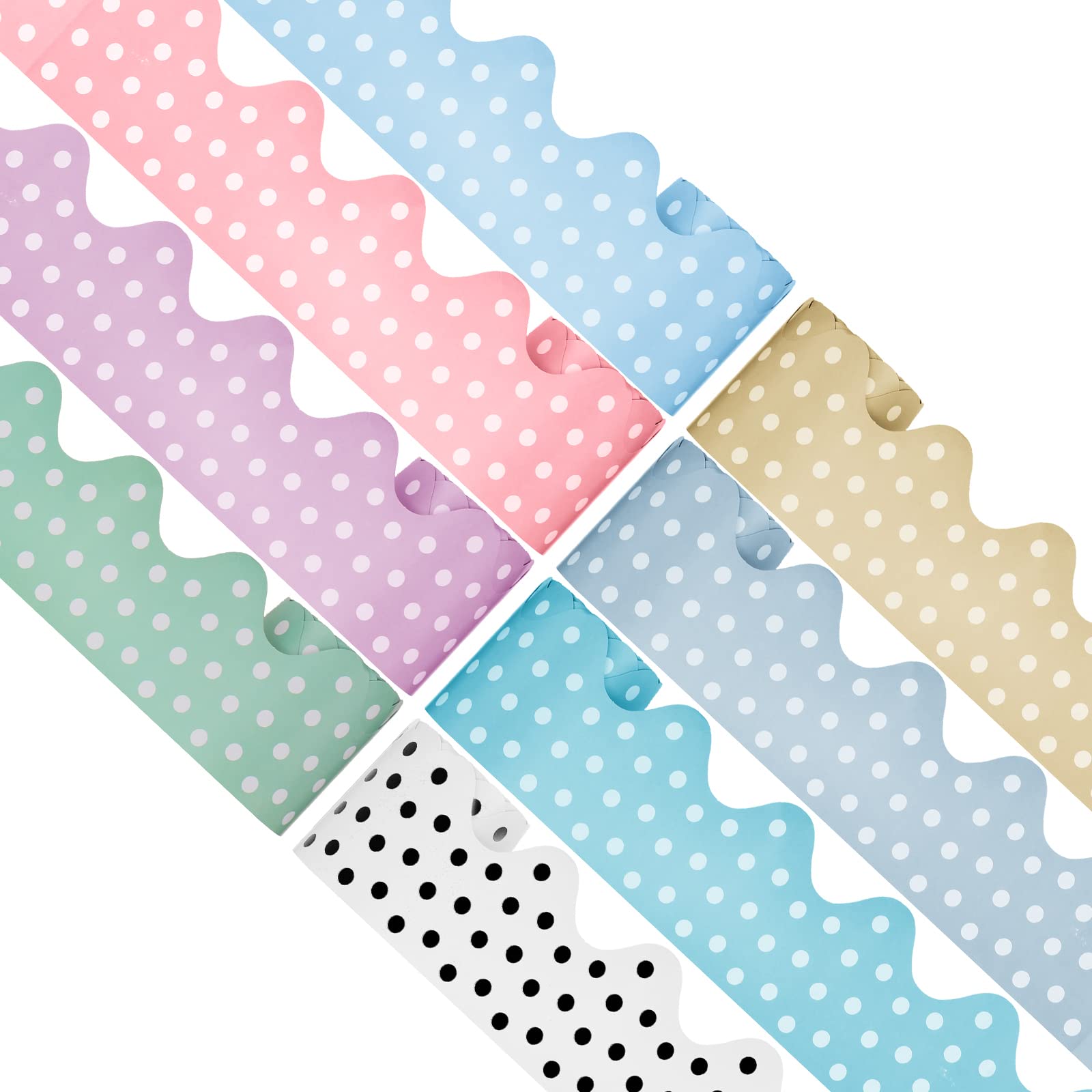 Buy 8 Rolls Scalloped Bulletin Board Border Polka Dot Rolled Border