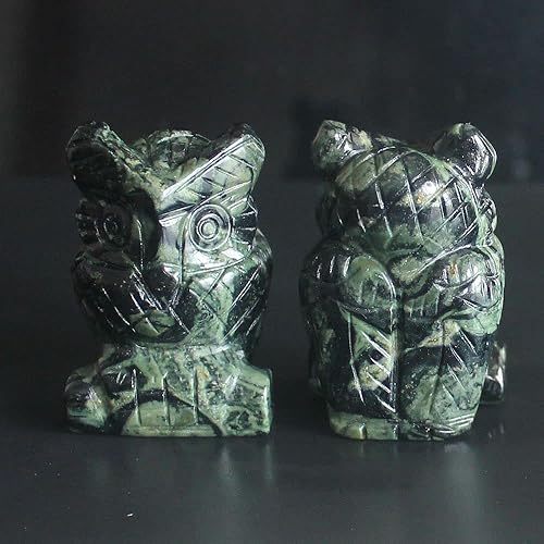 Miniatura 2 de Estatua de búho de cristal tallada a mano con piedras preciosas talladas a mano, estatua para decoración del hogar, 1.6 pulgadas (lapislázuli