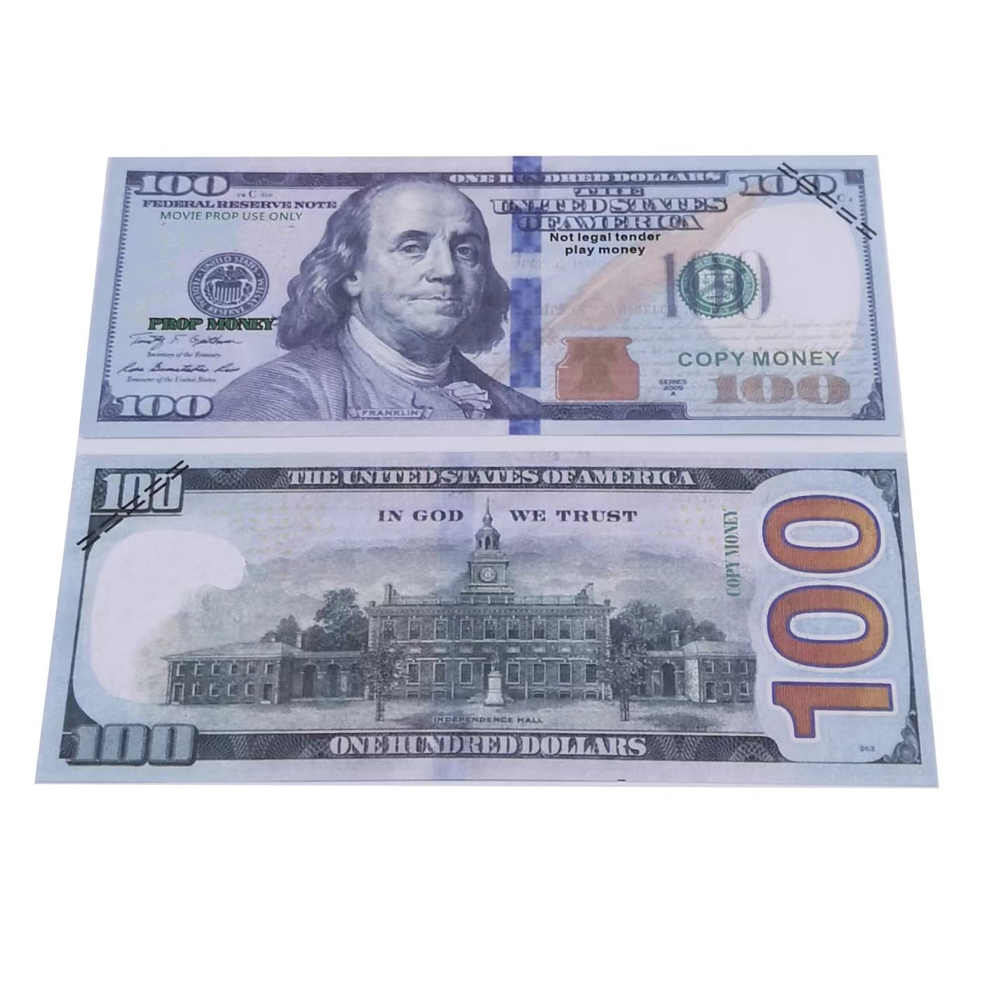 Movie Prop Money Full Print 2 Sided, Play Money 100 pcs 100 Dollar