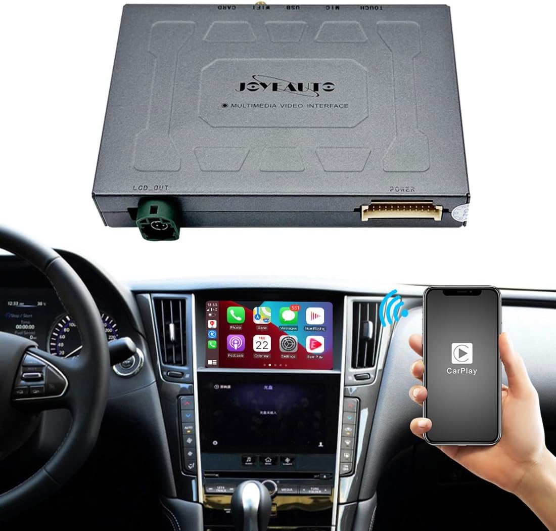 Wireless CarPlay Retrofit kit for Infiniti Q50/Q60/Q50L 2013-2014, 2025 Upgrade Module Wireless Carplay Box Support Android Auto Mirror Link, Reverse Camera USB Play Functions WZIN-4