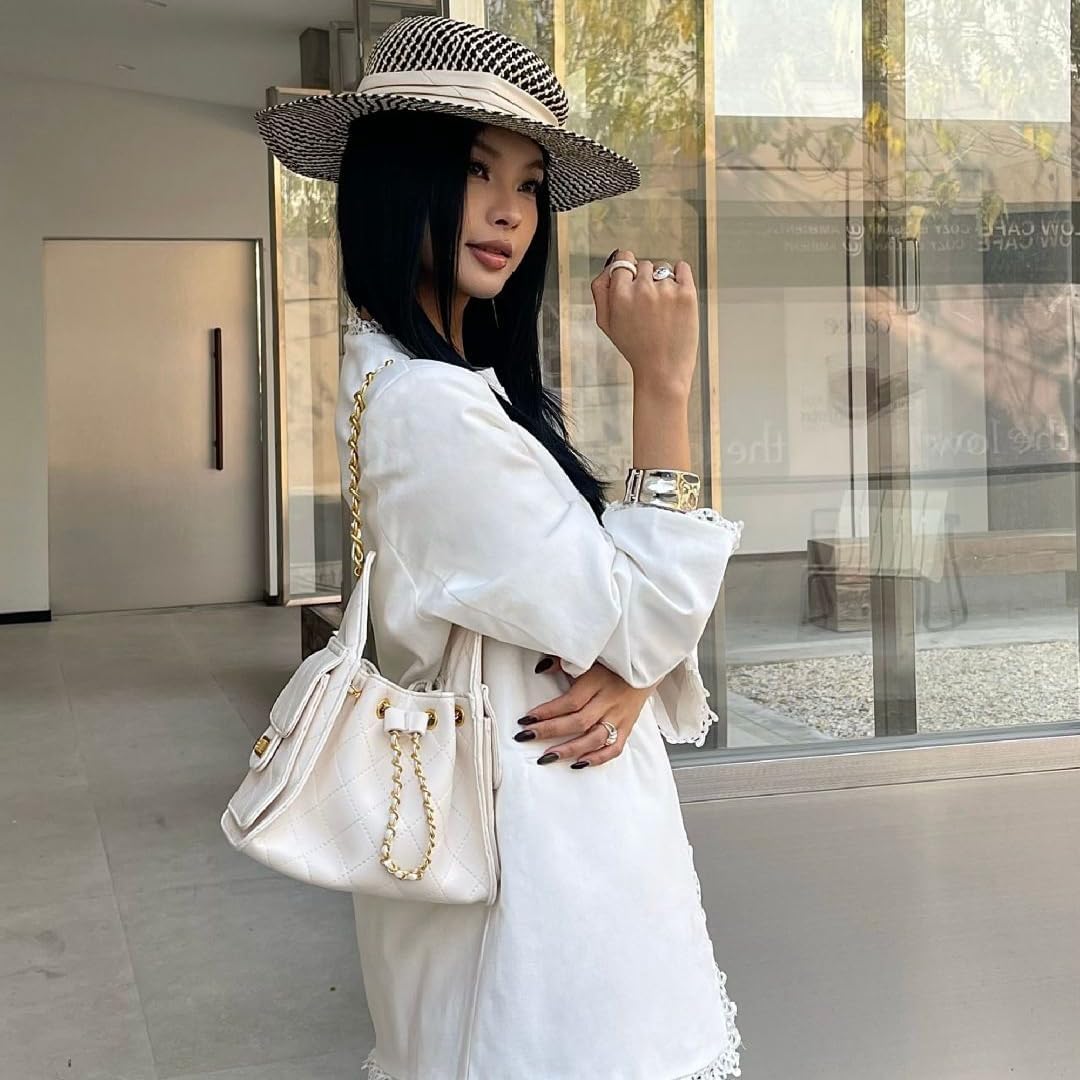 Women’s Classic Quilted Shoulder Bags Chain Strap Handbags Suede Tote Crumpled Purse Slouchy Hobo Bag - Image 3