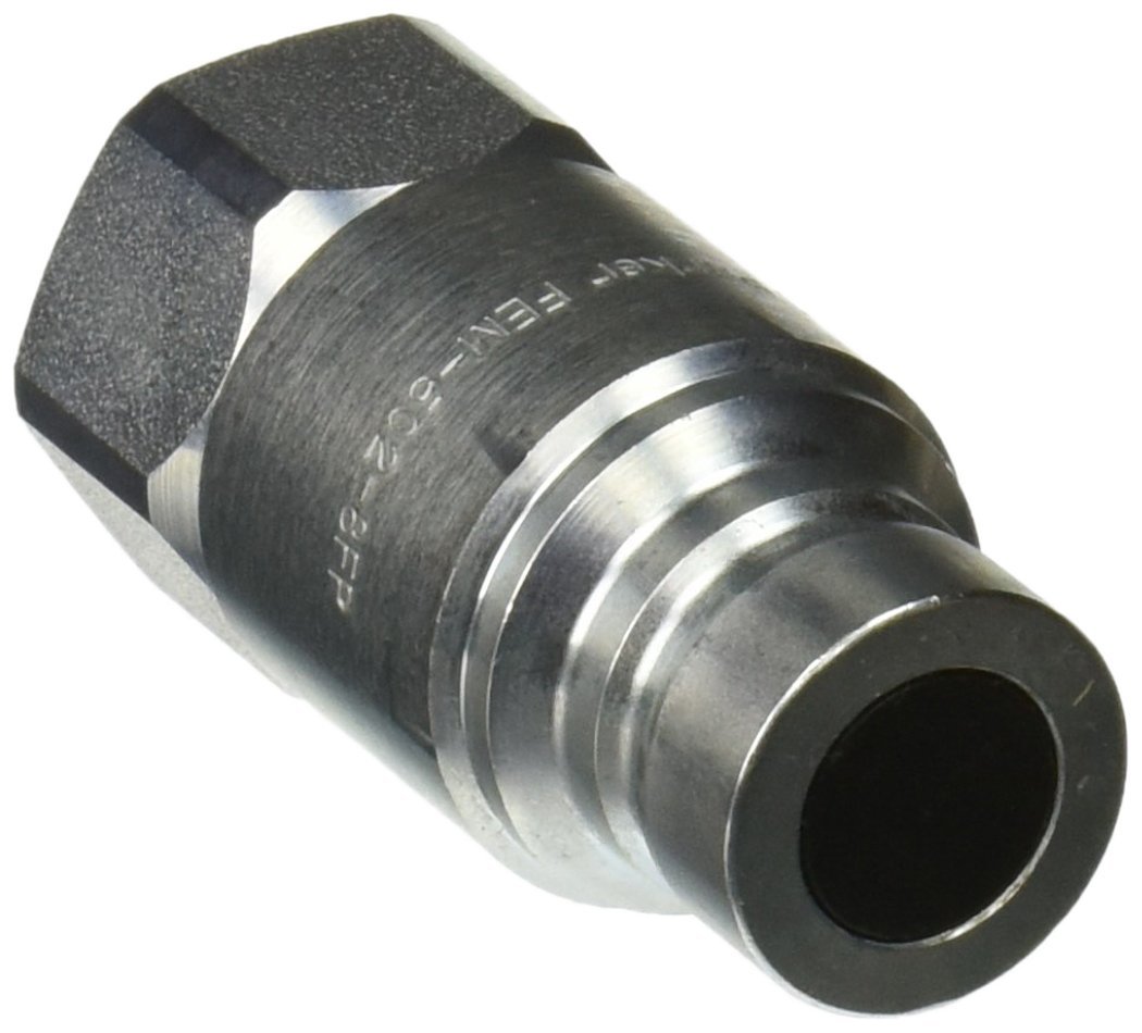 Parker Hannifin FEM-502-8FP Series FEM Steel Non-Spill Flush Face Hydraulic Quick Nipple, Push-to-Connect, 1/2" Body Size, 1/2"-14 NPSF Port End, 2.77" Length