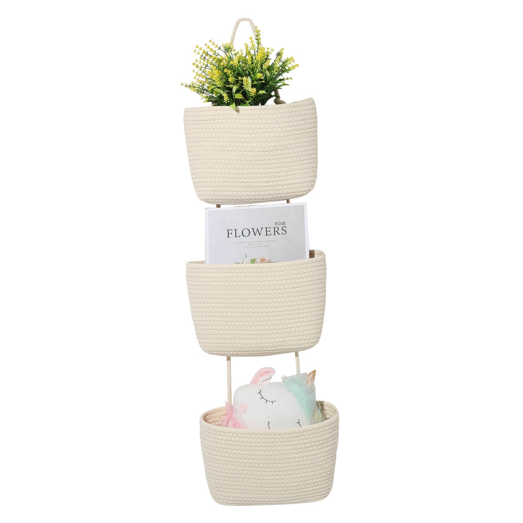 Panier mural suspendu 3 niveaux organisateur polyvalent pour porte cuisine et maison