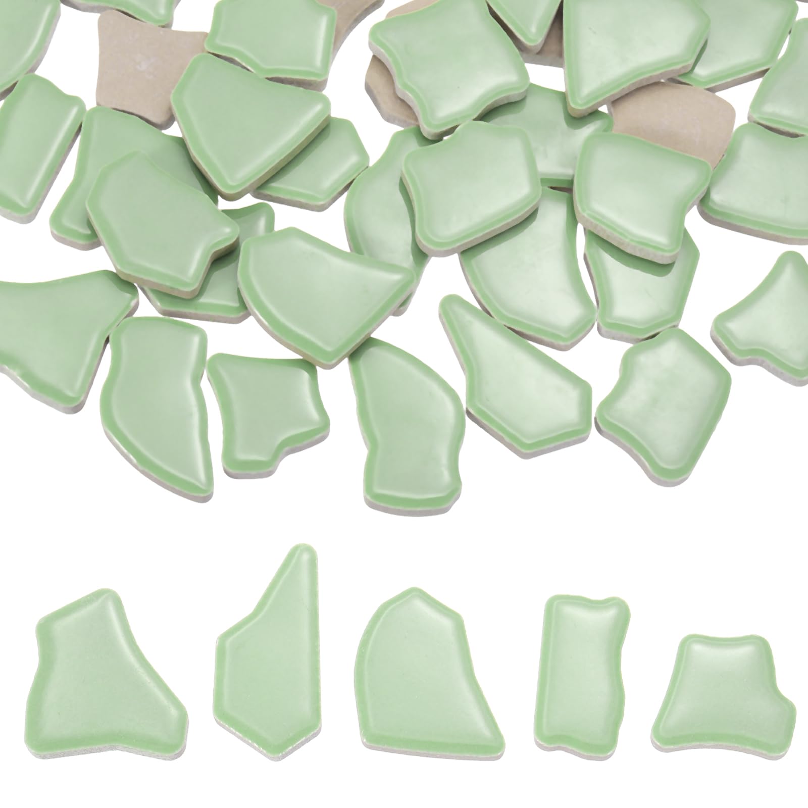 PATIKIL 500g/1.1LB Irregular Ceramics Mosaic Tiles, 0.79"-1.57" Mosaic Stained Tile Broken Porcelain Pieces Stones Bulk for DIY Craft Making Vases Home Decoration, Light Green