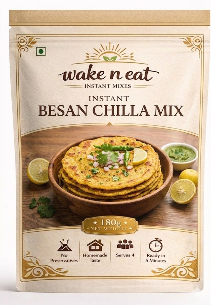 Wake n Eat Besan Chilla Mix 180g | High Protein, Healthy Instant Breakfast | Ready to Cook Cheela Mix | Crispy & Delicious | No Preservatives-image-13