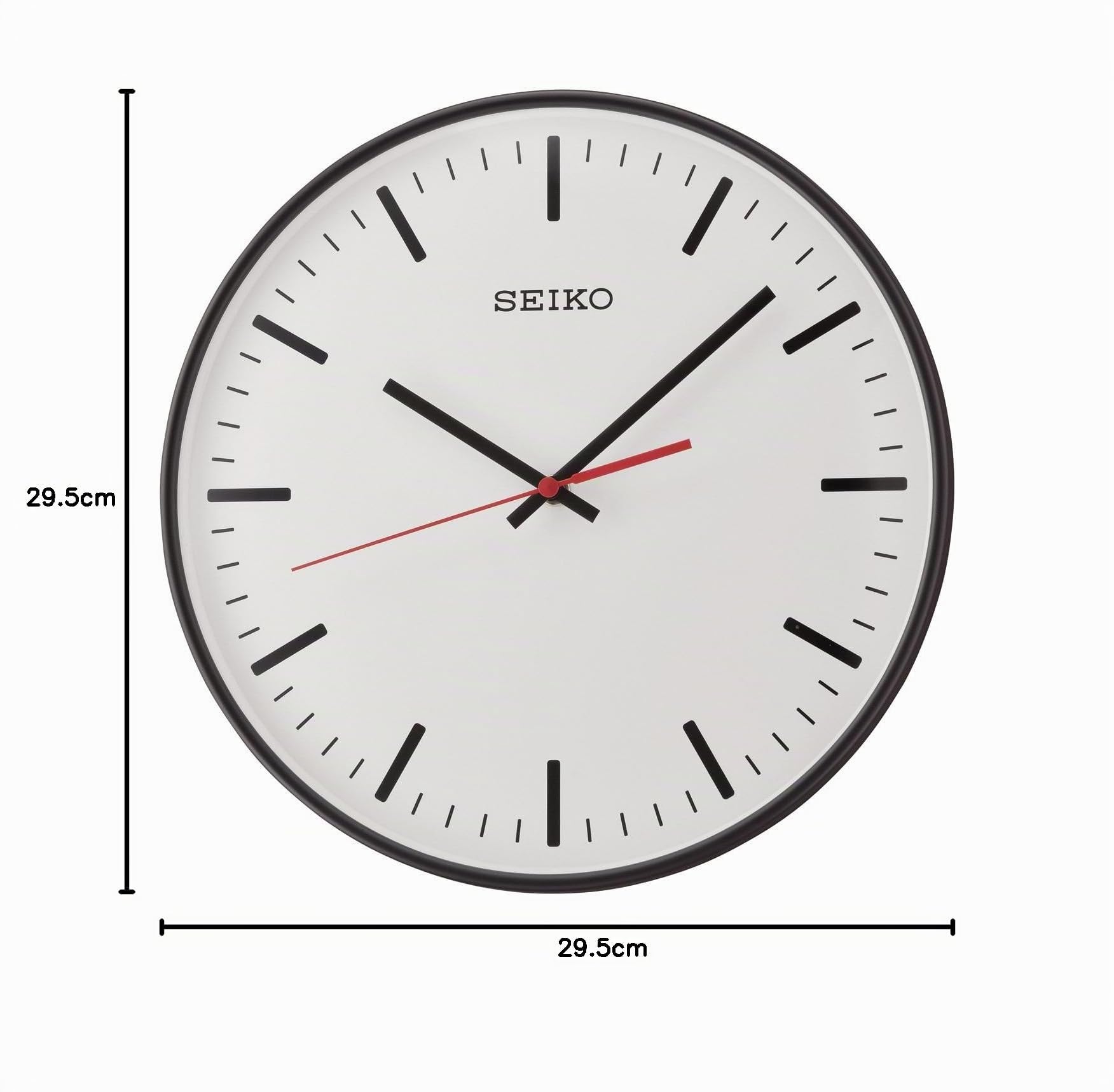 Seiko Wanduhr schwarz Kunststoff Schleichende Sekunde QXA701K