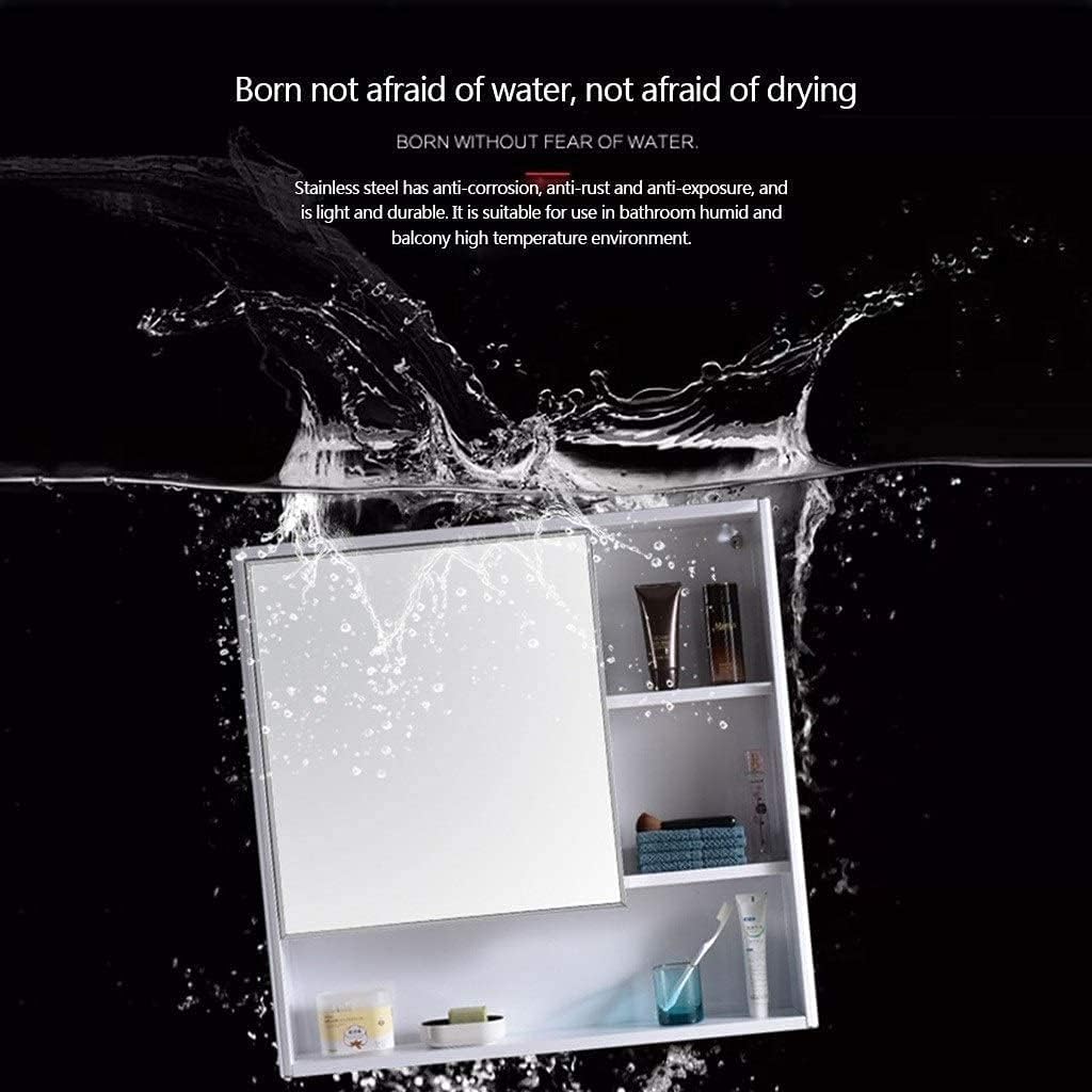 Stainless Steel Bathroom Mirror Cabinet Bathroom Concealed Vanity Mirror Bedroom Vanity Storage Mirror (Color : White, Size : 68 * 12 * 78cm) (White 58 * 12 * 78cm)