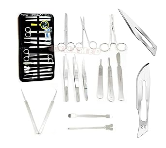 Cynamed 44Pcs Advanced Dissection Dissecting Kit -Biology & Veterinary Students- Anatomy Lab Botany Animal Frog Etc Dissecting Kit. Stainless Steel Scalpel Knife Handle-30 Blades Zipper Case