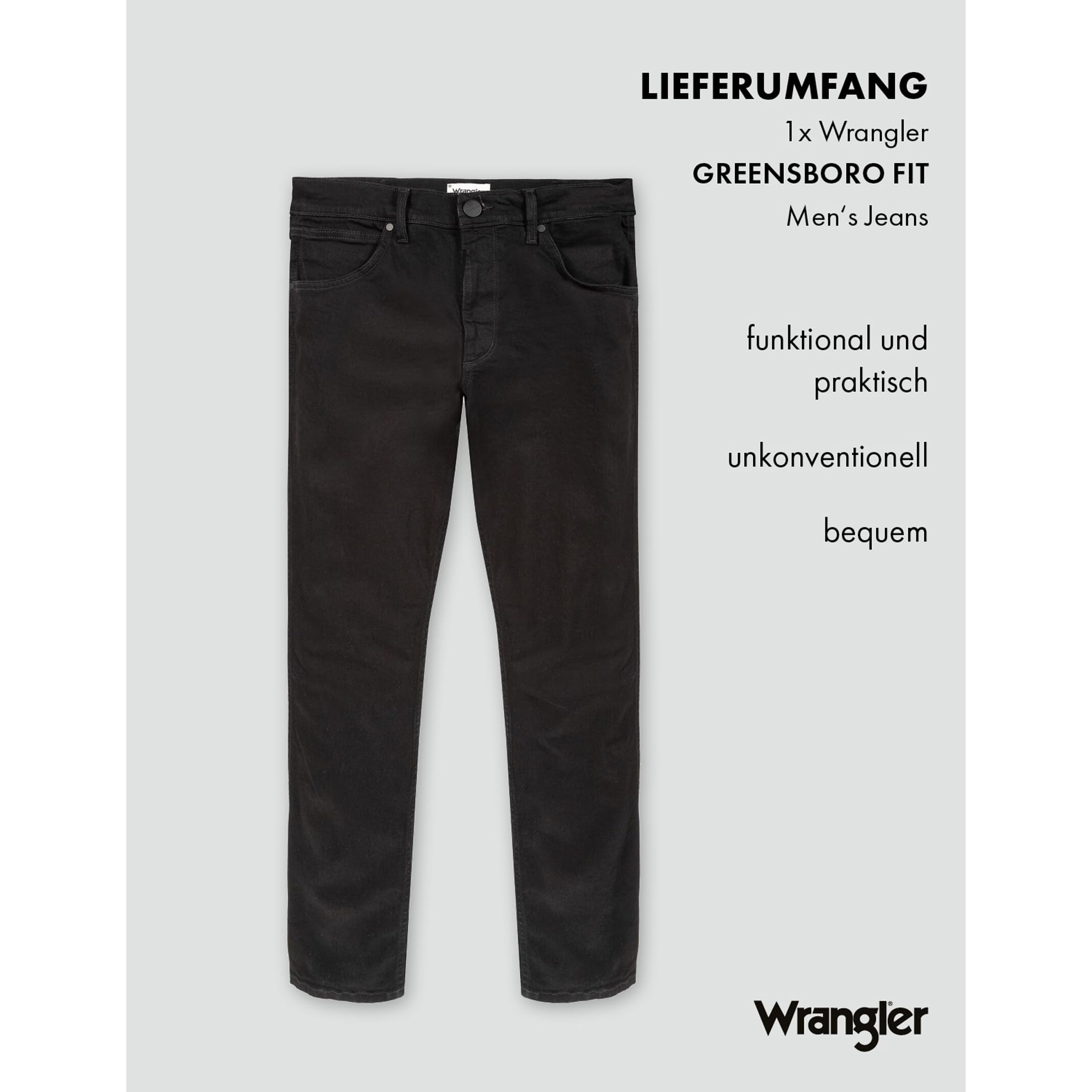 Wrangler - Jeans Herren - Regular Straight Fit - Greensboro - Black Valley – Bild 7