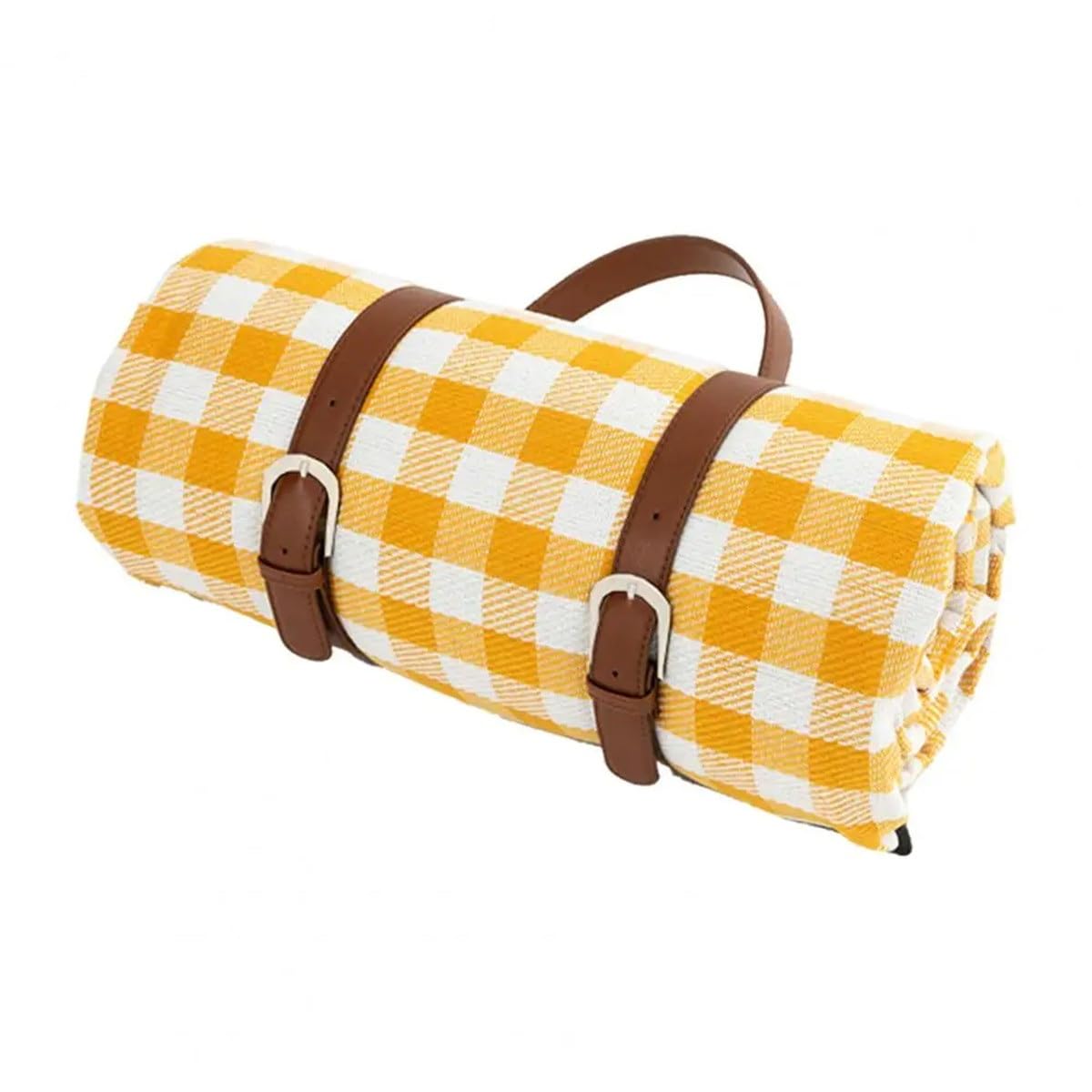 Tappetino da picnic impermeabile e telo da spiaggia da campeggio, rettangolare, a quadri colorati, tappetino per dormire e tappeto per soggiorno (giallo, 200 x 300 cm)