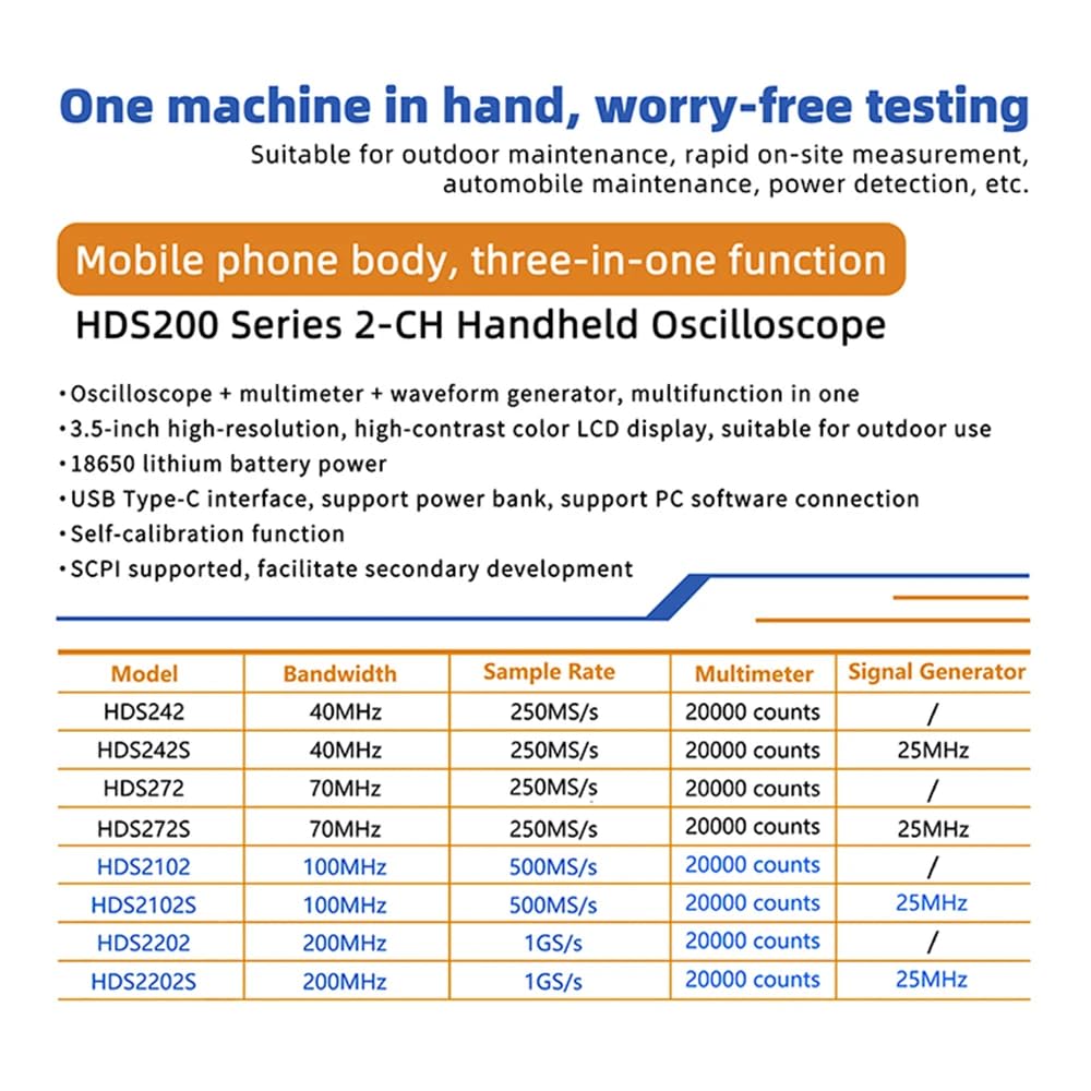 Owon HDS2102S Digital Oscilloscope +Waveform Generator +Multimeter USB 2 Channels 100mhz Osciloscopio Tester Meter