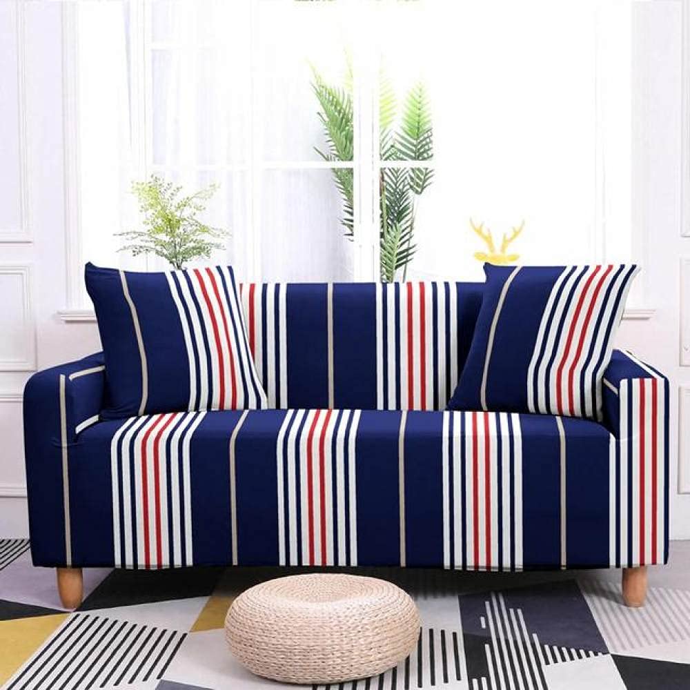 Housse de canapé élastique universelle 2 places motif géométrique moderne