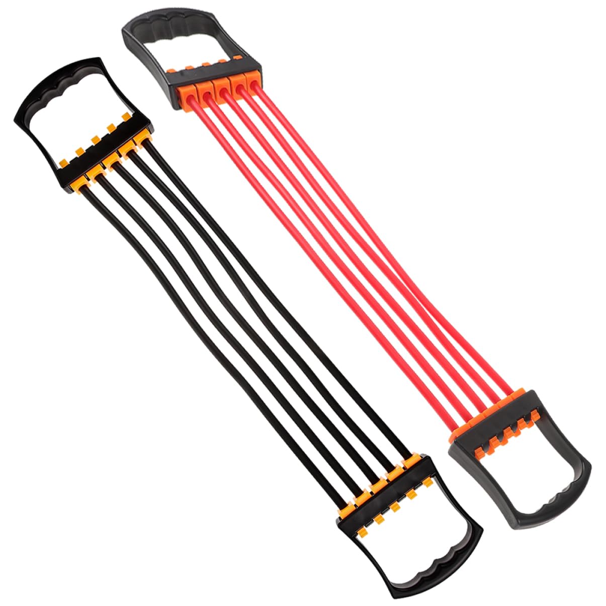 Chest Expander 2 Pezzi Corda Elastica Tpe per Allenamento | Bicipiti e Tricipiti, Uso Domestico, Portatile, 6x9x45cm, Nero e Rosso