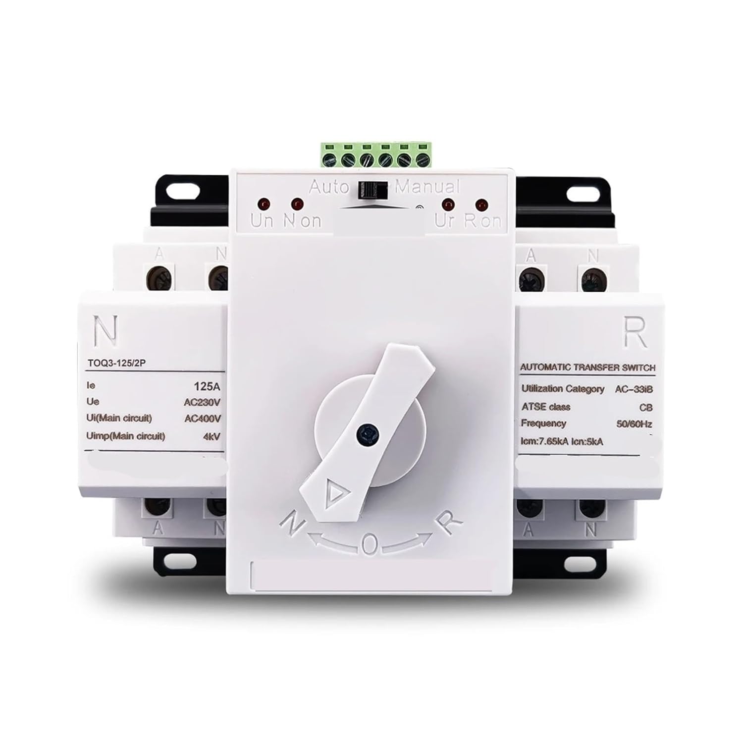 2P 125A 230V MCB Type Dual Power Automatic Transfer Switch TOQ3-2P/125 PV Power Generator 1Pcs