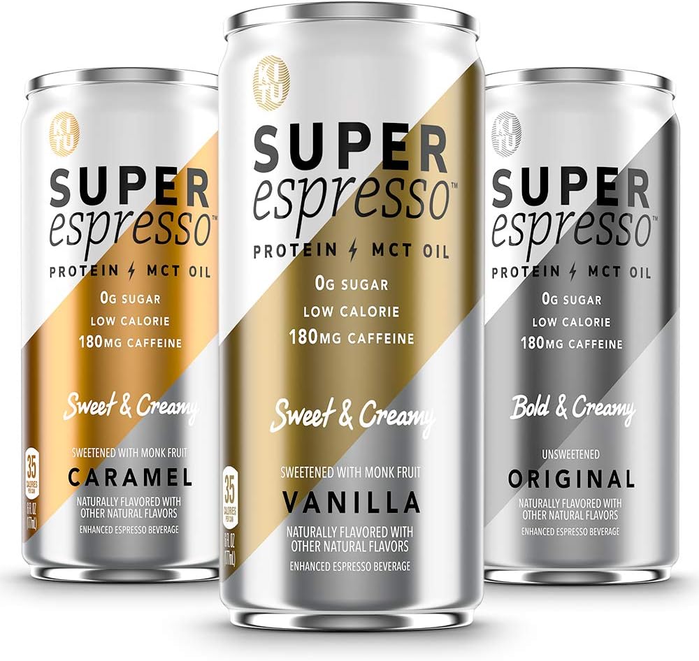 Kitu Super Espresso, Keto Coffee Cans (0g Added Sugar, 5g Protein, 35 Calories) [Variety Pack] 6 Fl Oz, 12 Pack | Iced Coffee, Canned Coffee - From the Super Coffee Family