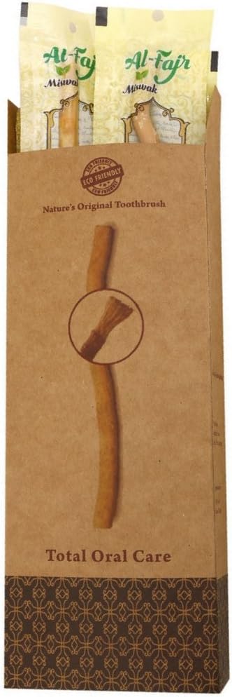 Miswak Stick :100% Natural Herbal Toothbrush for Teeth Whitening, Fresher Breath - Box of 10 Individual Sticks - Al Fajr