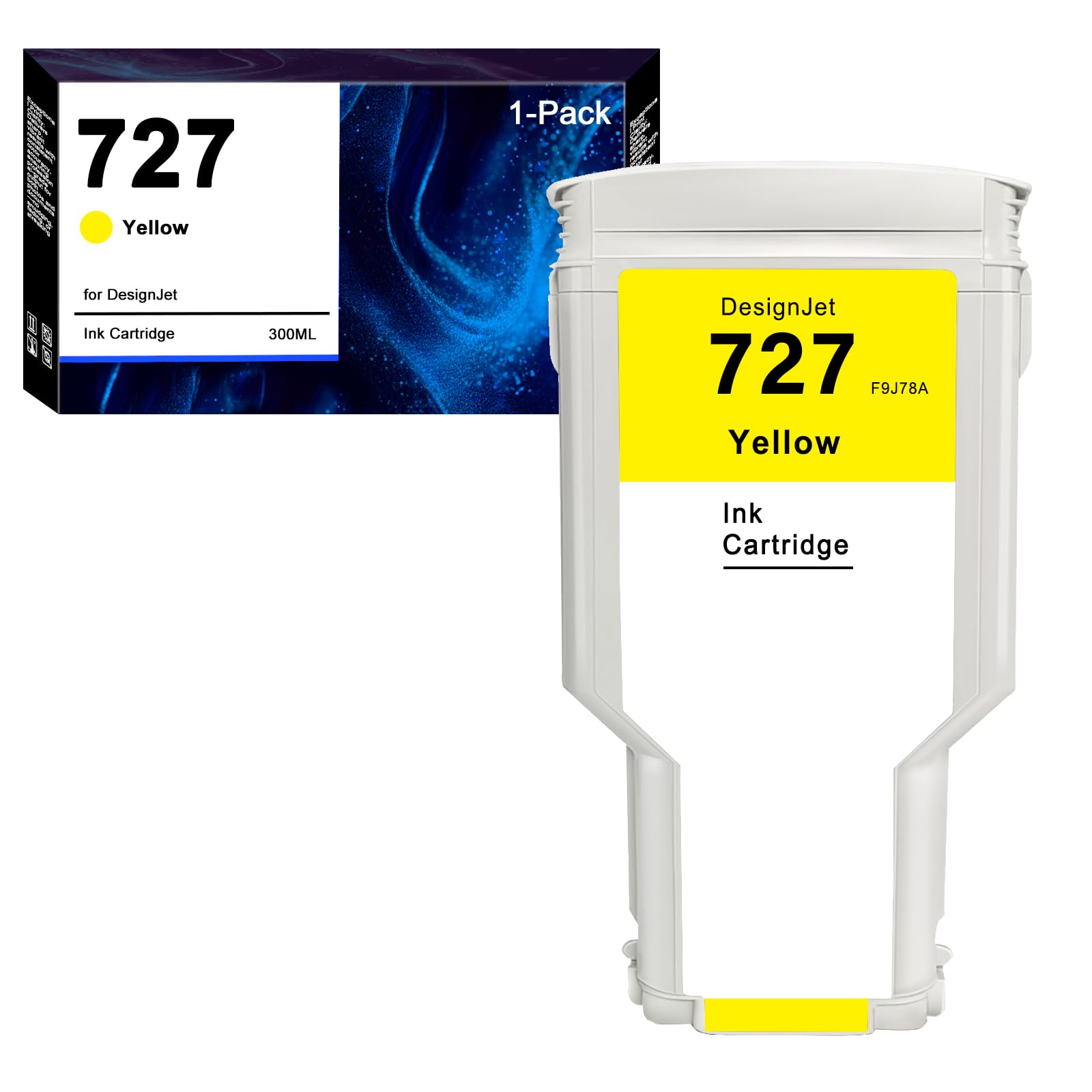 Photo 1 of AOTMENDI HP 727 Ink Cartridge Yellow F9J78A HP727 YL Ink Replacement for DesignJet T920 T930 T1530 T1500 T2500 T2530 Printers (1-Pack, 300ML)