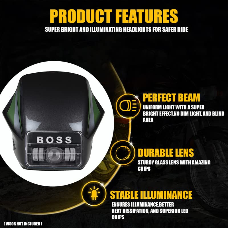 Image of AllExtreme 4 LED BOSS Headlight 50W 1 Projectorlamp DRL Light with Heat Dissipation Bright Beam Compatible with Splendor Bike Motorcycle