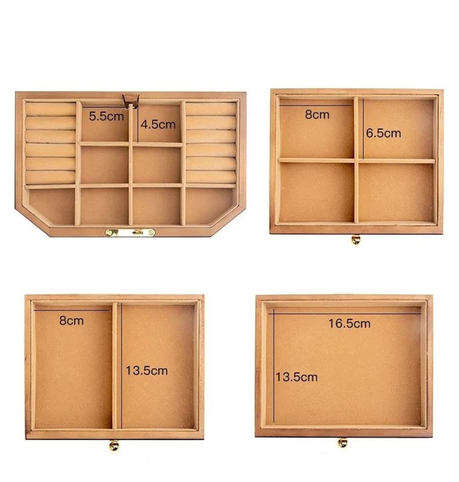Caja para Anillos de Madera Maciza, Almacenamiento de Joyas con Cerradura, Pendientes y Collares, Gran Capacidad, Cajas Sencillas de Estilo Vintage para joyería.