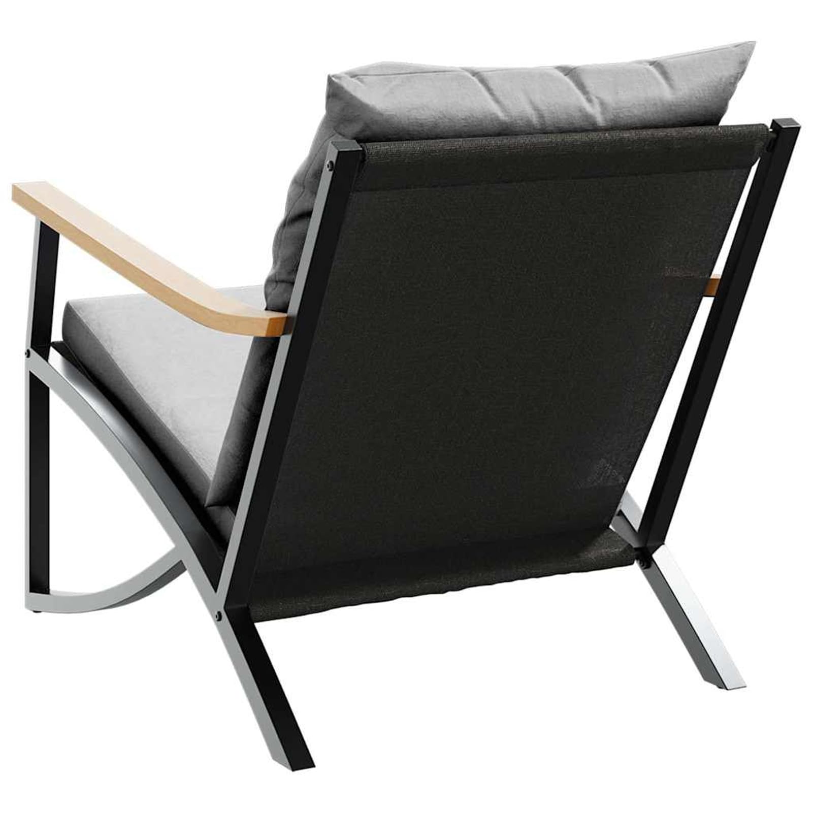 Sedie da giardino con cuscino, 2 pezzi, resistenti, impermeabili e resistenti ai raggi UV, in acciaio verniciato a polvere, nero, 65,5 x 79,5 x 68 cm, per terrazza e giardino