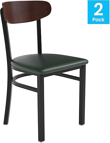 Miniatura 47 de Flash Furniture Wright - Silla de comedor de grado comercial, asiento de madera maciza con acabado de nogal y respaldo de boomerang, 500 libras de