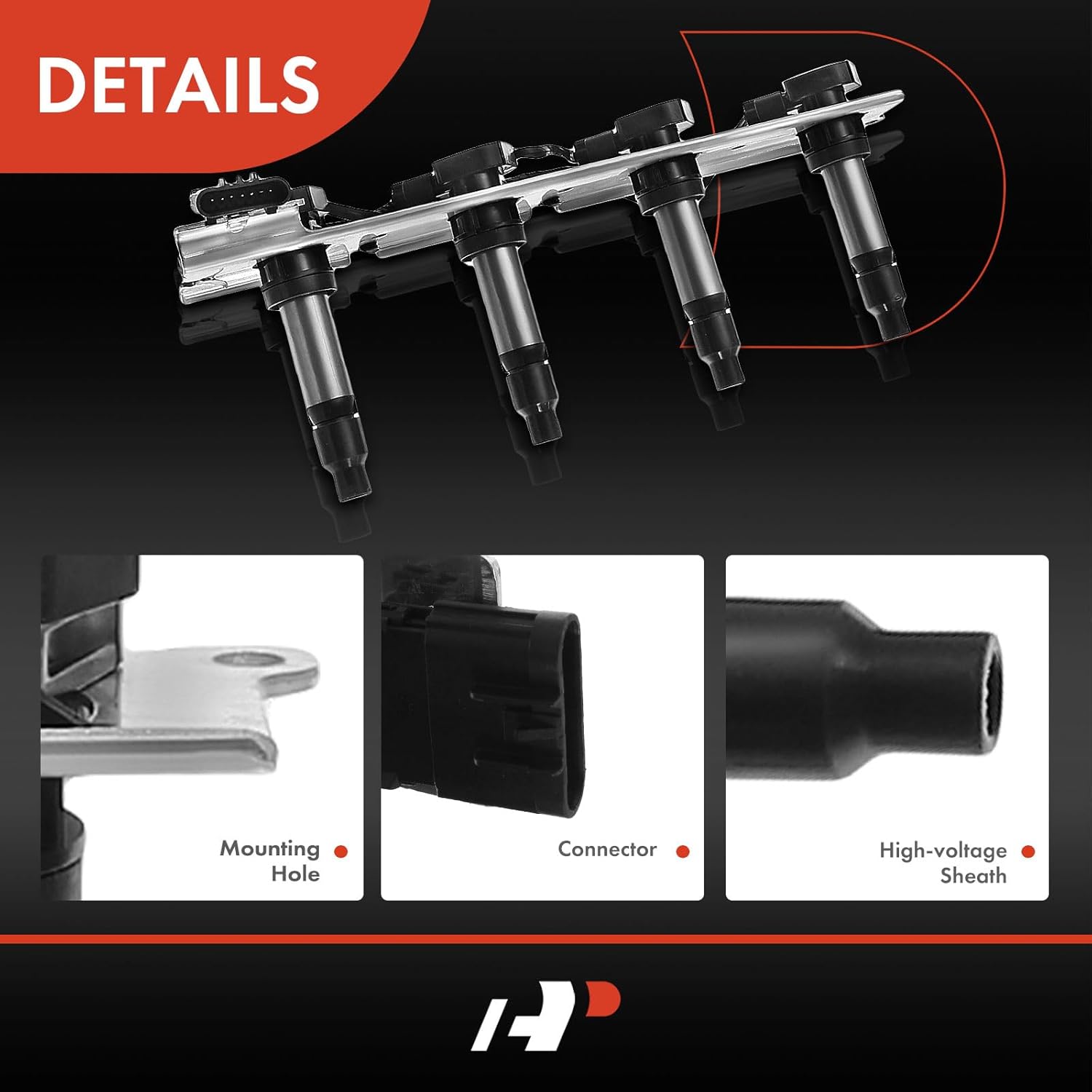 A-Premium Engine Ignition Coil Pack Compatible with Cadillac SRX, STS, XLR, DeVille, Seville & Pontiac Bonneville, 4.4L 4.6L