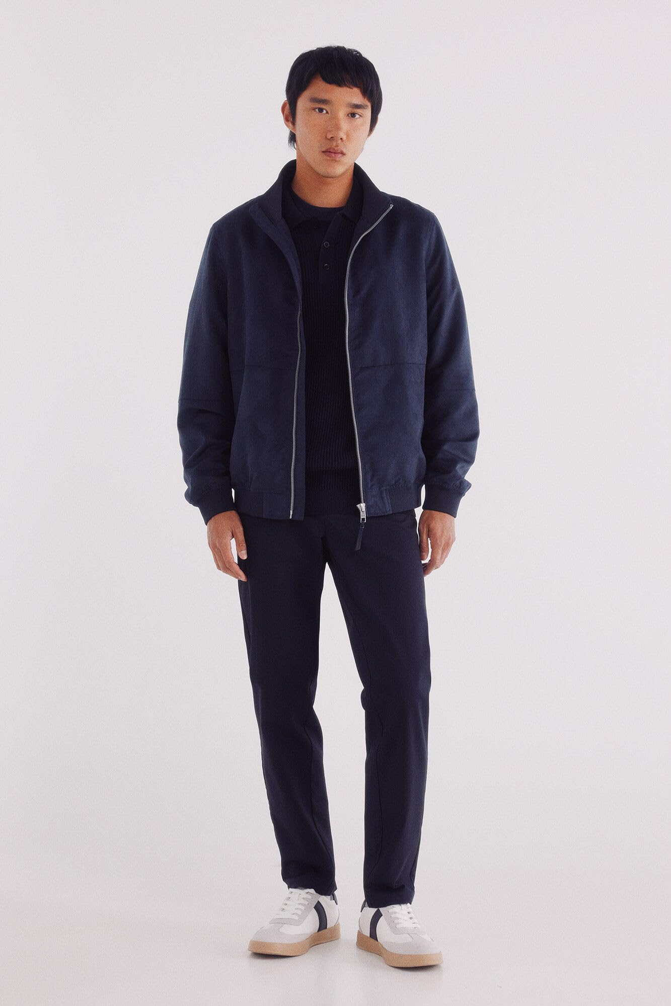 SPRINGFIELD Suede Funnel With Zip Closure, Inside Pocket And Cuffs, Bottom And Inside Collar In Elastic Knit Chaqueta De Ante Hombre