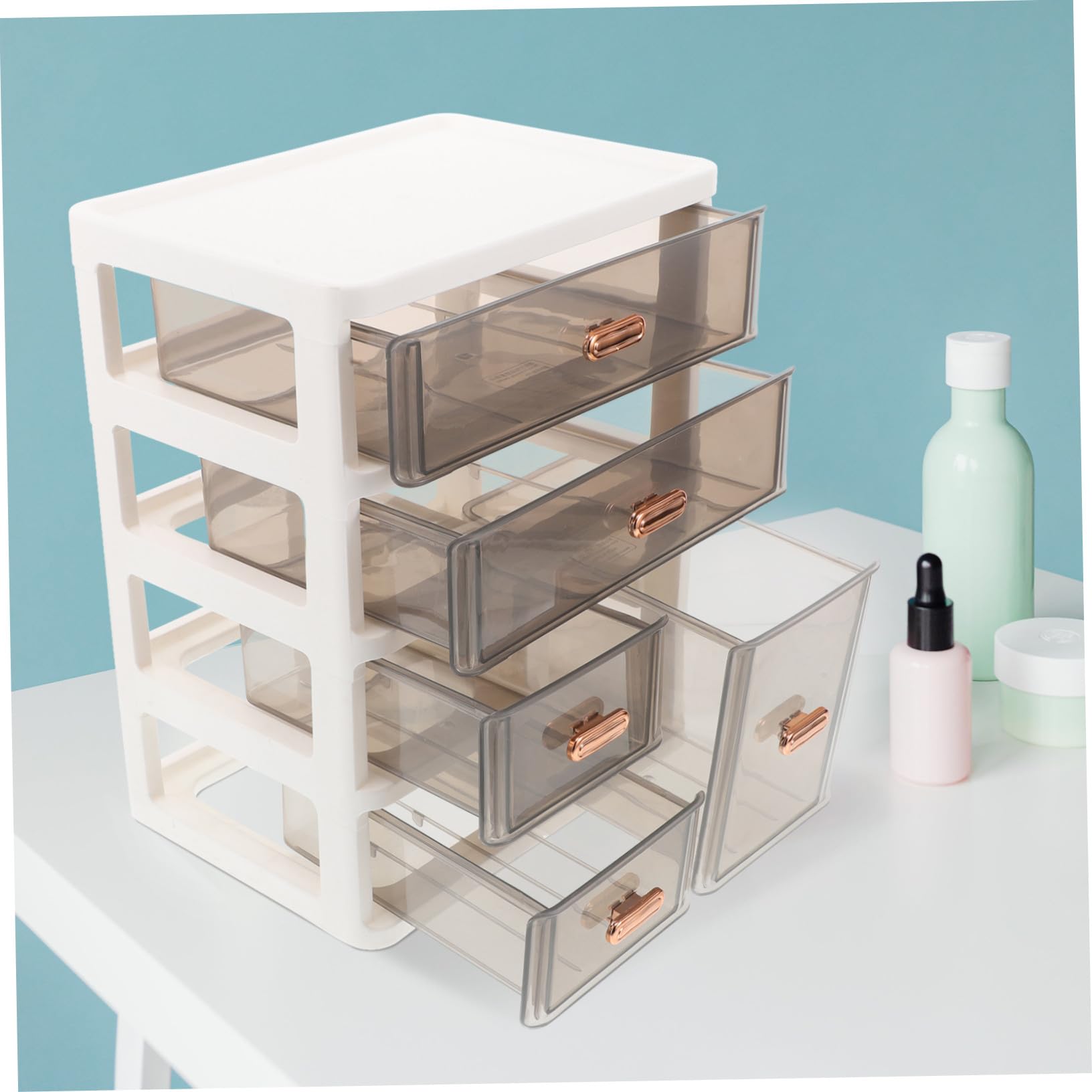 Organizer da Scrivania con Cassetti Multistrato in Plastica Resistente Compatto per Cosmetici Cancelleria e Prodotti per Cura per Casa e Ufficio