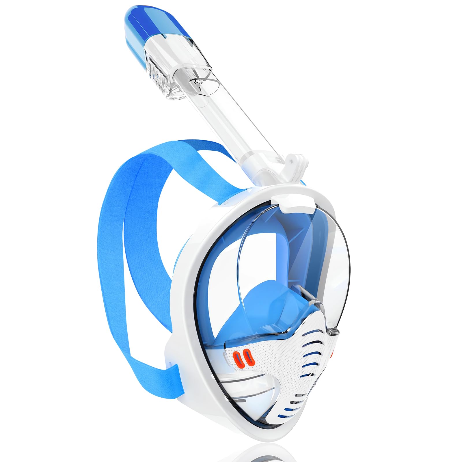 AKOFIC Máscara Snorkel, 180° Panorámica Mascara Buceo, Anti-Vaho Anti-Fuga Mascara Snorkel con Diseño Panorámico de Cara Completa Easy Breathe Máscara de Buceo para Adultos y Niños