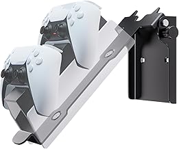 Steel Wall Mount Bracket Compatible with Oivo Controller Charger Station for PlayStation 5 DualSense, Heavy Duty 0-90° Angle Adjustable Wall Stand Holder for PS5 Controller Charging Station