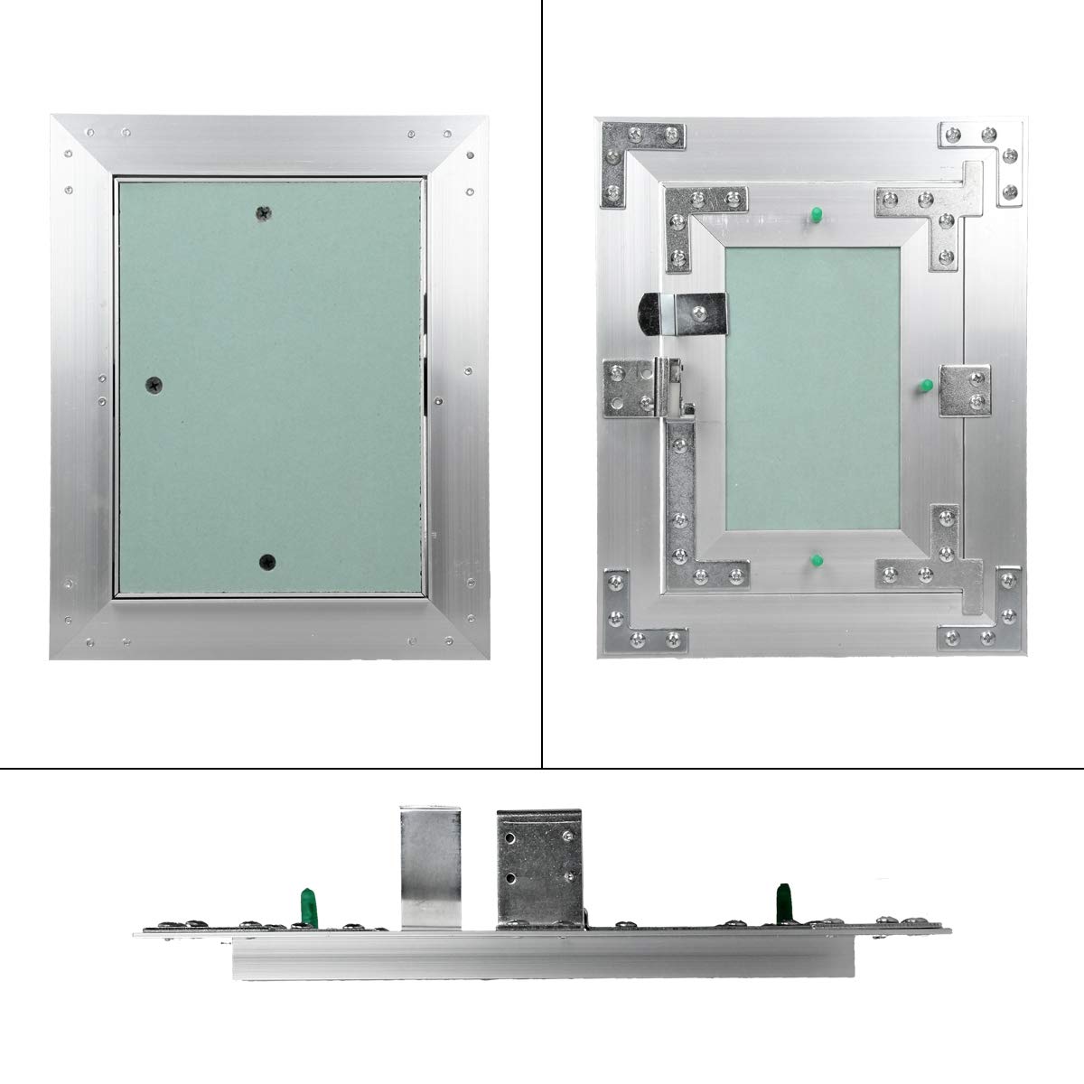 ECD Germany Pannello di Accesso Controllo Ispezione Sportello Manutenzione Pulizia Porta Infisso Inserto in Cartongesso Telaio Alluminio di Costruzione a Secco Adatto ad Ambienti Umidi 15x20 cm Verde