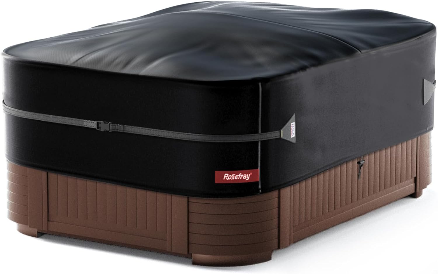 Rosefray 95″x 95″ Waterproof Square Hot Tub Cover – 420D Heavy Duty Outdoor SPA Covers Windproof Black