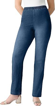 Roamans Womens Plus Size Straight-Leg Comfort Stretch Jean