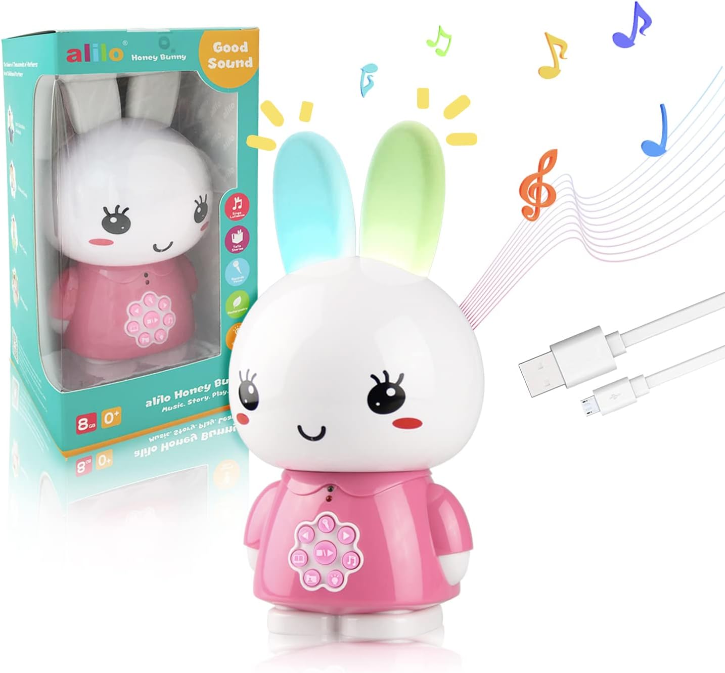 Alilo - Honey Bunny, G6 – Pink | Bluetooth Speaker, Multilingual Buddy & Night Light for Kids | 3 Languages, Music, Stories, Magic Voice, Rechargeable | 0+
