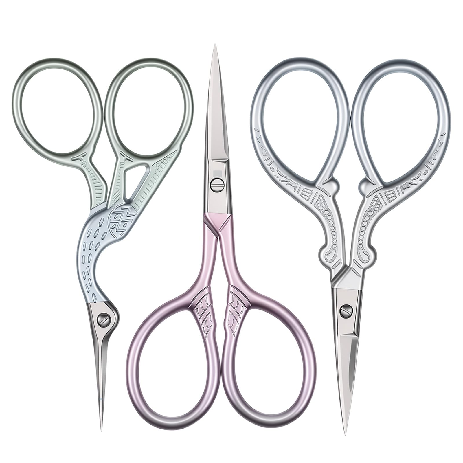 JJUNW 3Pcs Embroidery Scissors, Sewing Scissors, Small Craft Stainless Steel for Sewing Sewings Scissor for Fabric Cutting, Sewings Machine Accessories for Threading Needlework Handicraft Trimming