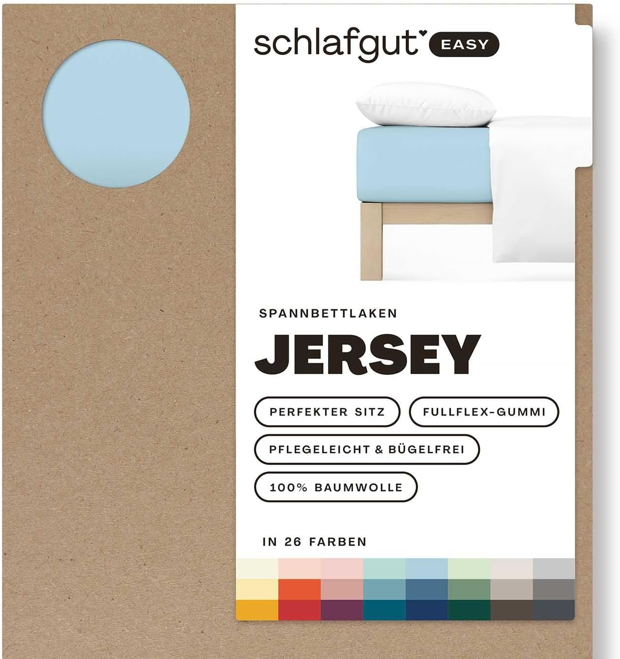 Schlafgut Easy Jersey Fitted Sheet 120 x 200 to 130 x 200 cm Blue Light Fitted Sheet Made from 100% Cotton