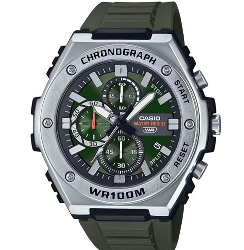 Casio MWA300H-1AV | Men’s Analog Watch | Green | 100M WR | Resin Band | Stainless Steel Bezel | Stopwatch | Date Display | Luminous Hands | Sporty Chronograph Design | 3 Year Battery -  MWA-300H-3AVCF